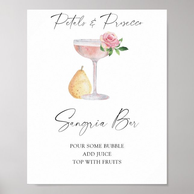 Rose prosecco bridal shower - sangria bar poster (Front)