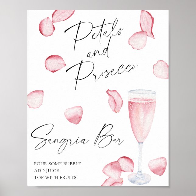 Rose prosecco bridal shower - sangria bar poster (Front)
