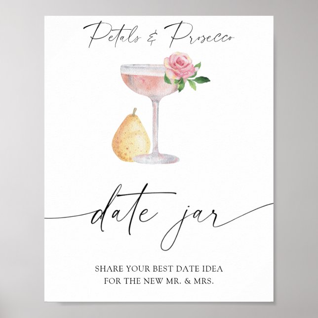 Rose prosecco - date night ideas. Date jar bridal Poster (Front)