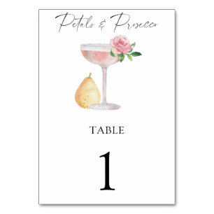 Rose Prosecco - wedding table number