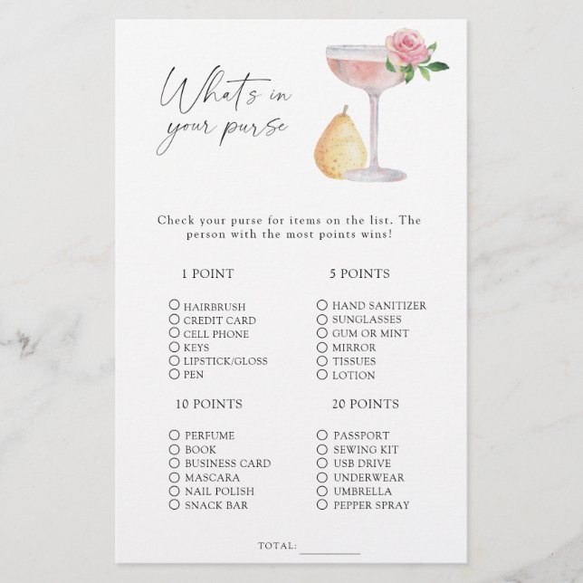 Rose Prosecco - What's in your purse game (Front)