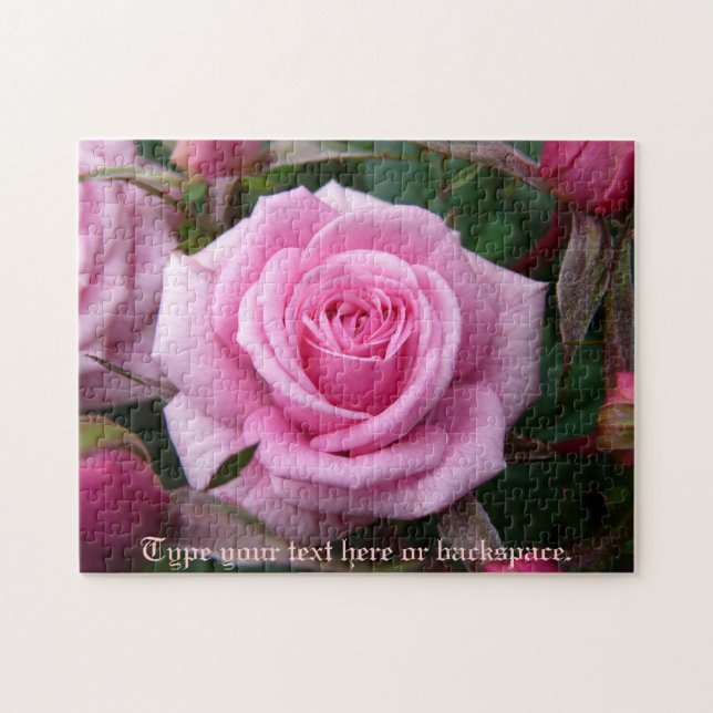Rose Puzzle Personalized Pink Rose Puzzles (Horizontal)
