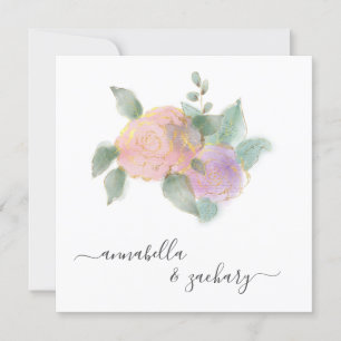 *~* ROSE QR RSVP Gold Glitter -  AR12 Wedding Invitation