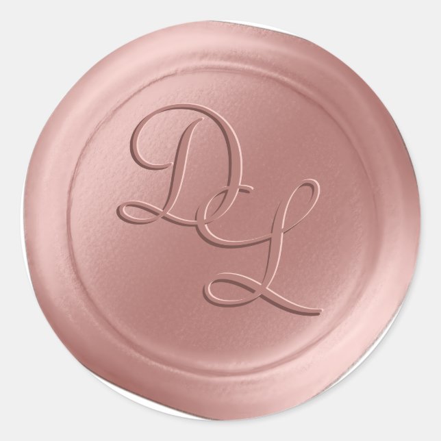 Rose Quartz 2 Letter Monogram Wax Seal Stickers (Front)