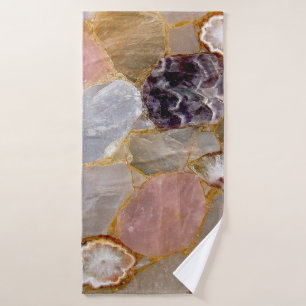 Rose Quartz Amethyst Geode Bath Towel Set