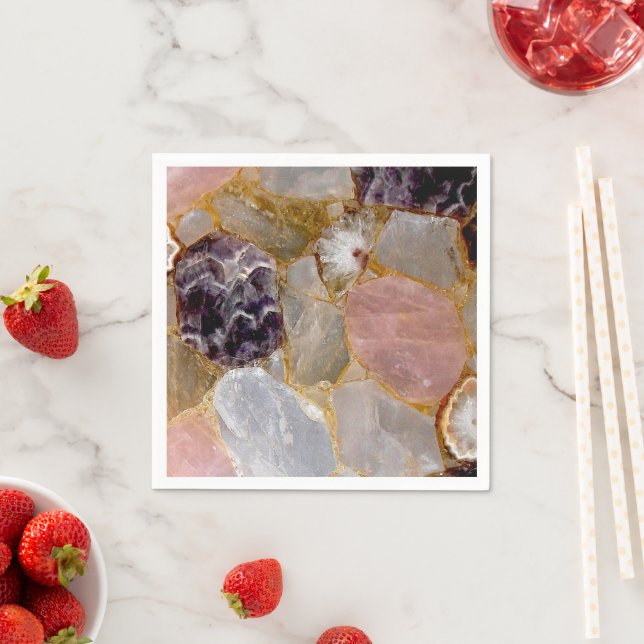Rose Quartz, Amethyst Geode Napkin (Insitu)