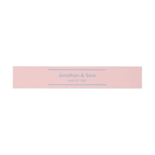 Rose Quartz and Blue, Elegant Personalized Wedding Invitation Belly Band