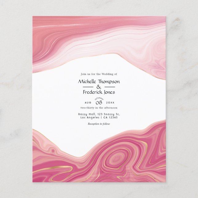 Rose Quartz and Blush Strata Wedding Invitation Flyer (Front)