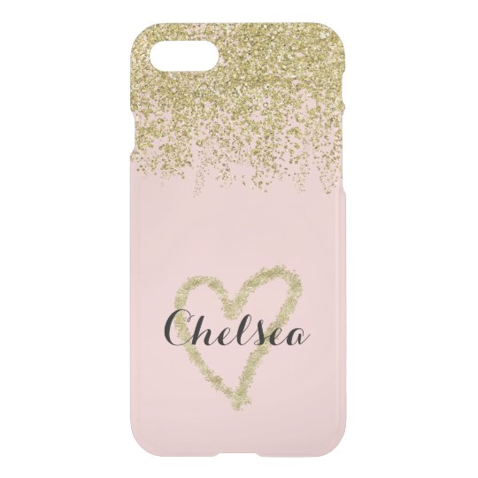 Rose Quartz And Gold Glitter Cascade Sheer iPhone 8/7 Case