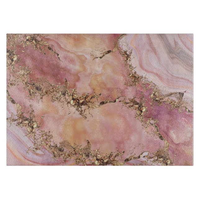 Rose quartz and pastel pink marble cutting board (Front)