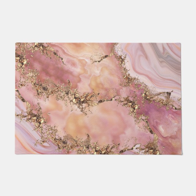 Rose quartz and pastel pink marble doormat (Front)