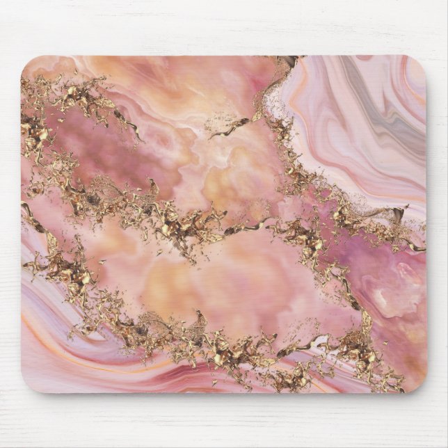 Rose quartz and pastel pink marble mouse pad (Front)