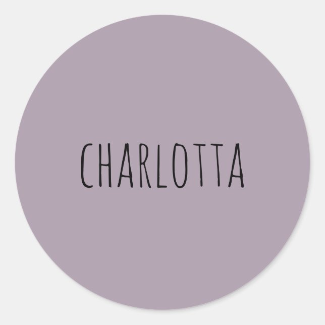 Rose Quartz | Black Personalized Name  Classic Round Sticker (Front)