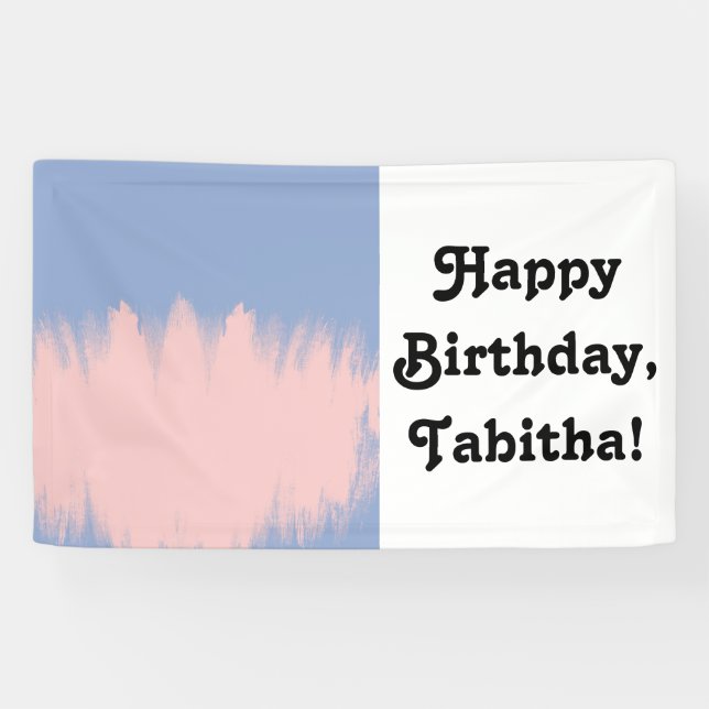Rose Quartz Brushstrokes on Serenity Blue Banner (Horizontal)