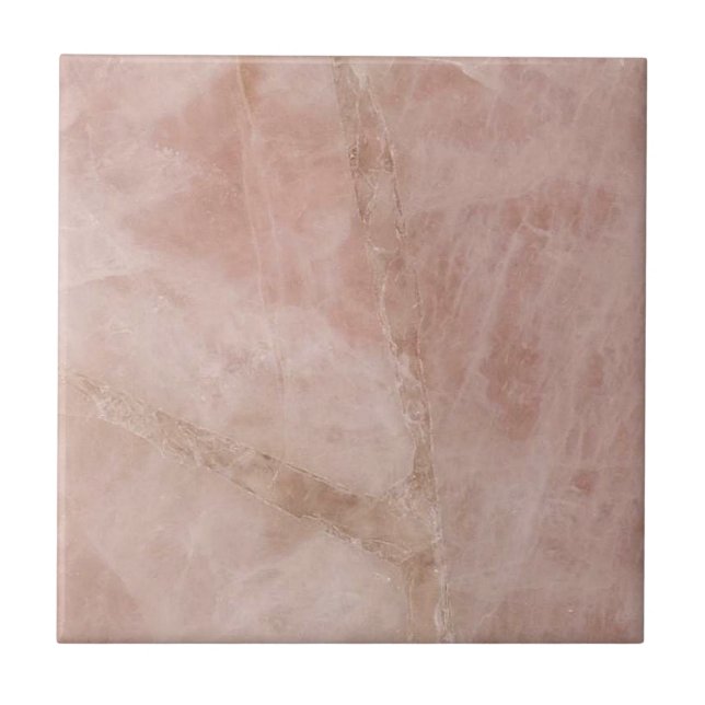 Rose Quartz Crystal Gemstone Pink Marble Print Tile (Front)