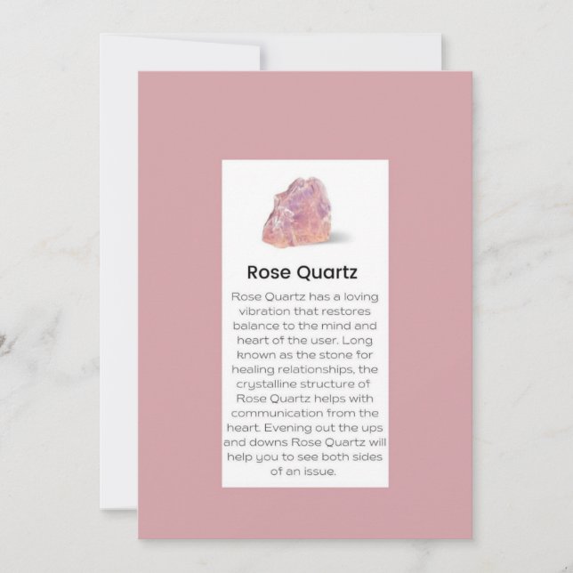Rose Quartz Crystal Meaning Jewellery Display Card (Front)