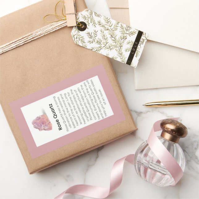 Rose Quartz Crystal Meaning Jewellery Package Labe Sticker (Gifting)