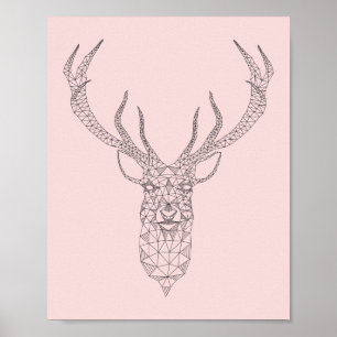 Rose Quartz Deer Geometric Poster -customize