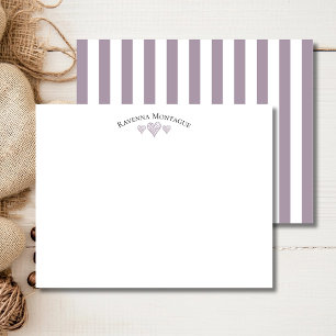 Rose Quartz Elegant Wavy Hearts Striped Note Card
