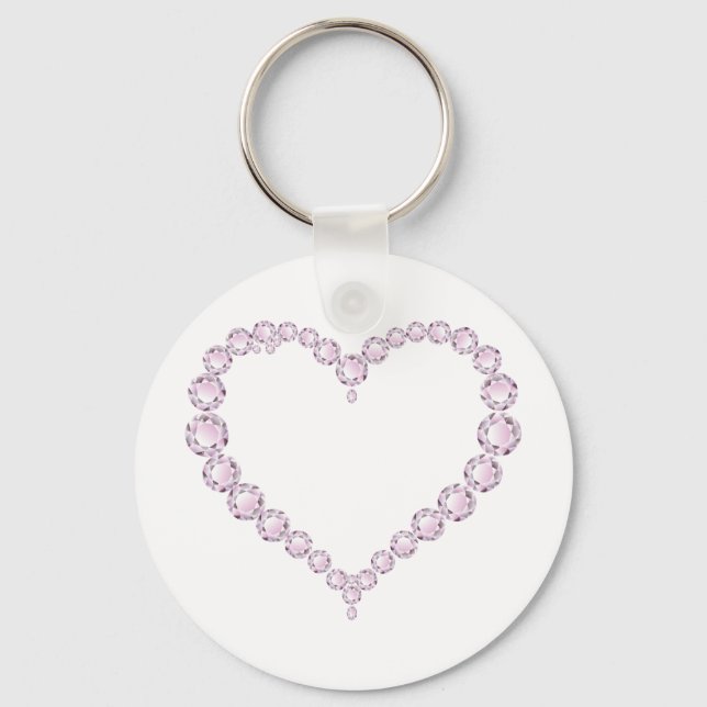 Rose Quartz Gem Heart Keychain (Front)