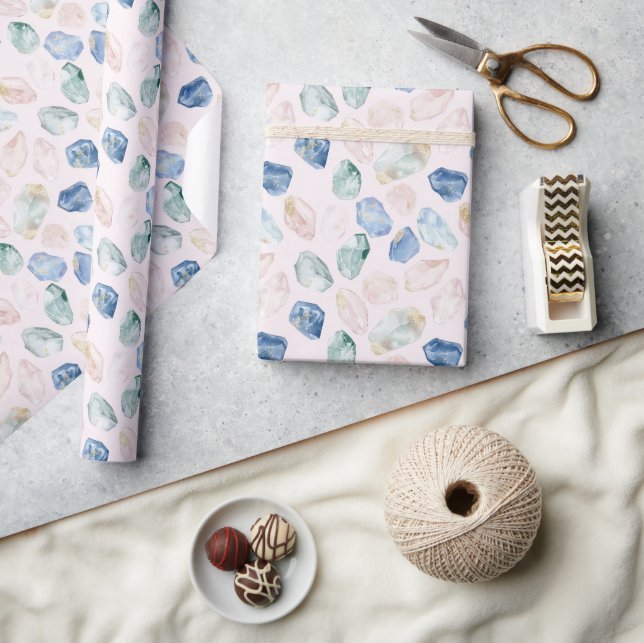 Rose Quartz Lapis Lazuli Crystals Wrapping Paper (Crafts)