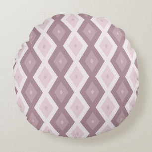 Rose quartz pink diamond pattern round pillow