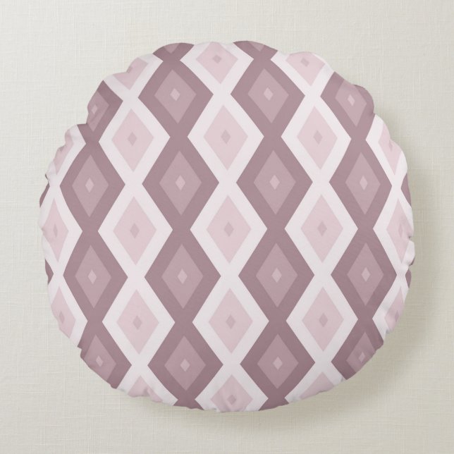 Rose quartz pink diamond pattern round pillow (Front)
