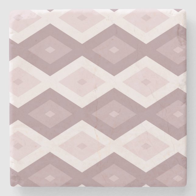 Rose quartz pink diamond pattern stone coaster (Front)
