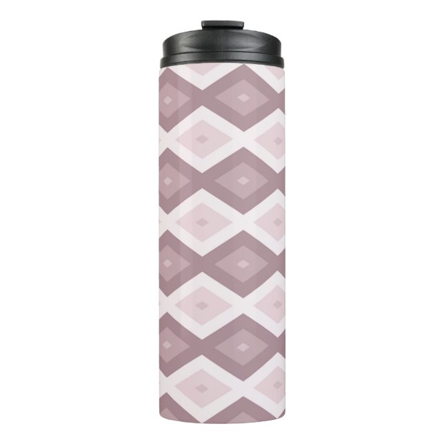 Rose quartz pink diamond pattern thermal tumbler (Front)