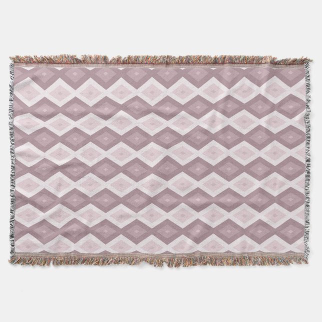 Rose quartz pink diamond pattern throw blanket (Front)