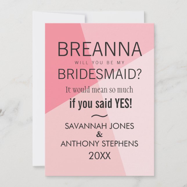 Rose Quartz Pink Geometric Bridesmaids Invitations (Front)