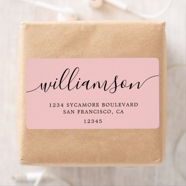 Rose Quartz Pink Script Family Adresse de retour (En situation)