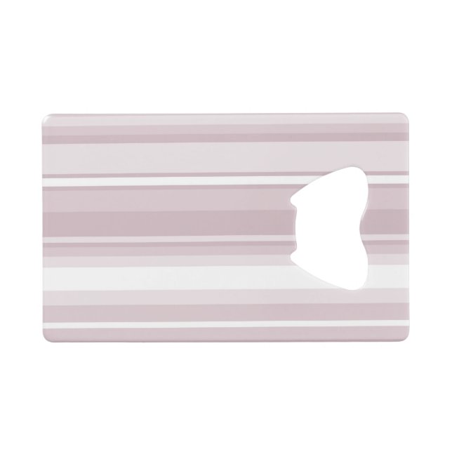 Rose quartz pink stripes credit card bottle opener (Back Horizontal)