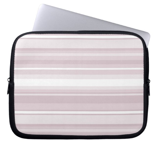 Rose quartz pink stripes laptop sleeve (Front)