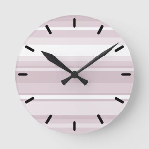 Rose quartz pink stripes round clock