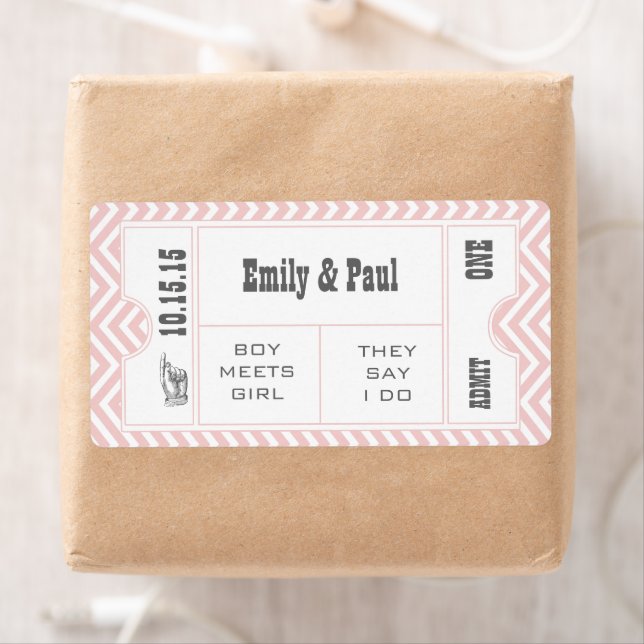 ROSE QUARTZ PINK Wedding Enregistrer la date TICKE (En situation)