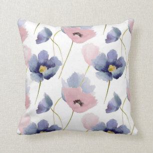 Rose Quartz & Serenity Floral Pattern Throw Pillow