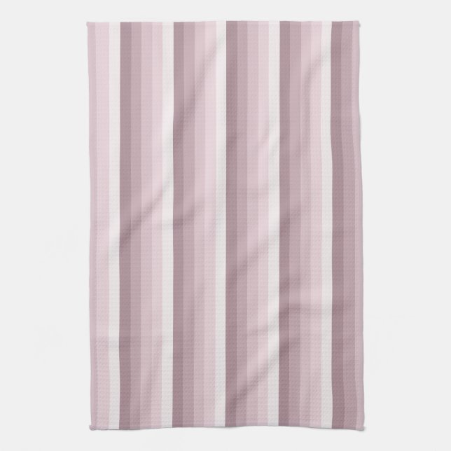 Rose quartz shadow stripes kitchen towel (Vertical)