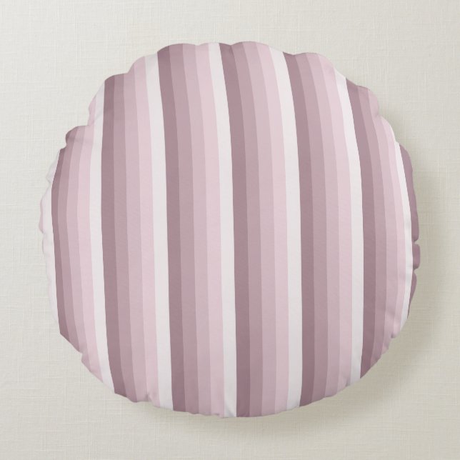 Rose quartz shadow stripes round pillow (Front)