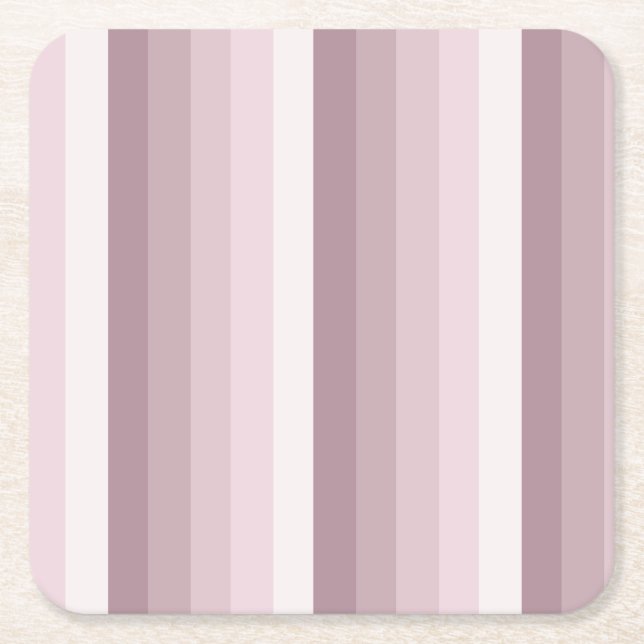 Rose quartz shadow stripes square paper coaster (Front)