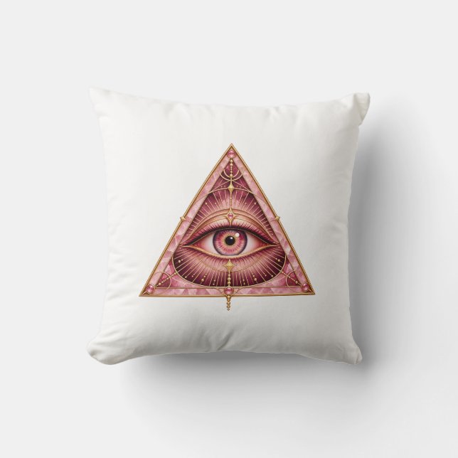 Rose Quartz Triangle Eye Throw Pillow (Front)