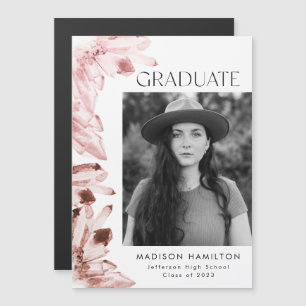 Rose Quartz Watercolor Crystals Photo Graduation Magnetic Invitation