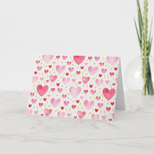 Rose Quartz Watercolor Hearts Card