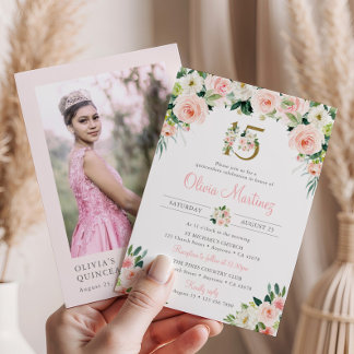 Rose Quinceañera Anniversaire Invitation Photo