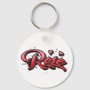 Rose red Heart Graffiti Schlüsselanhänger Keychain