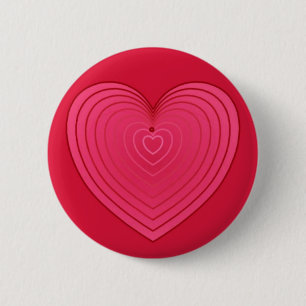 Rose red heart on a deeper red background 2 inch round button