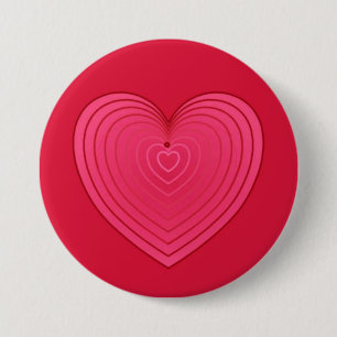 Rose red heart on a deeper red background 3 inch round button