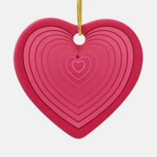 Rose red heart on a deeper red background ceramic ornament