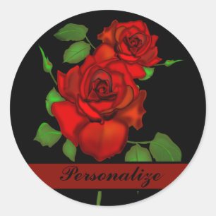 Rose Red Illustration Personalize Classic Round Sticker