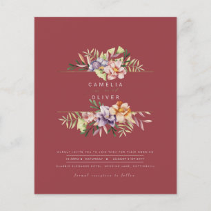 Rose Red Summer Floral Wedding Invite QR Code Flyer